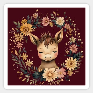 Cute Baby Donkey – Cottagecore Farm Animal Art Sticker